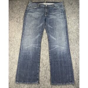 Vtg 7 for All Mankind Bootcut Jeans Mens 40x34 Blue Distressed Faded Whisker EUC